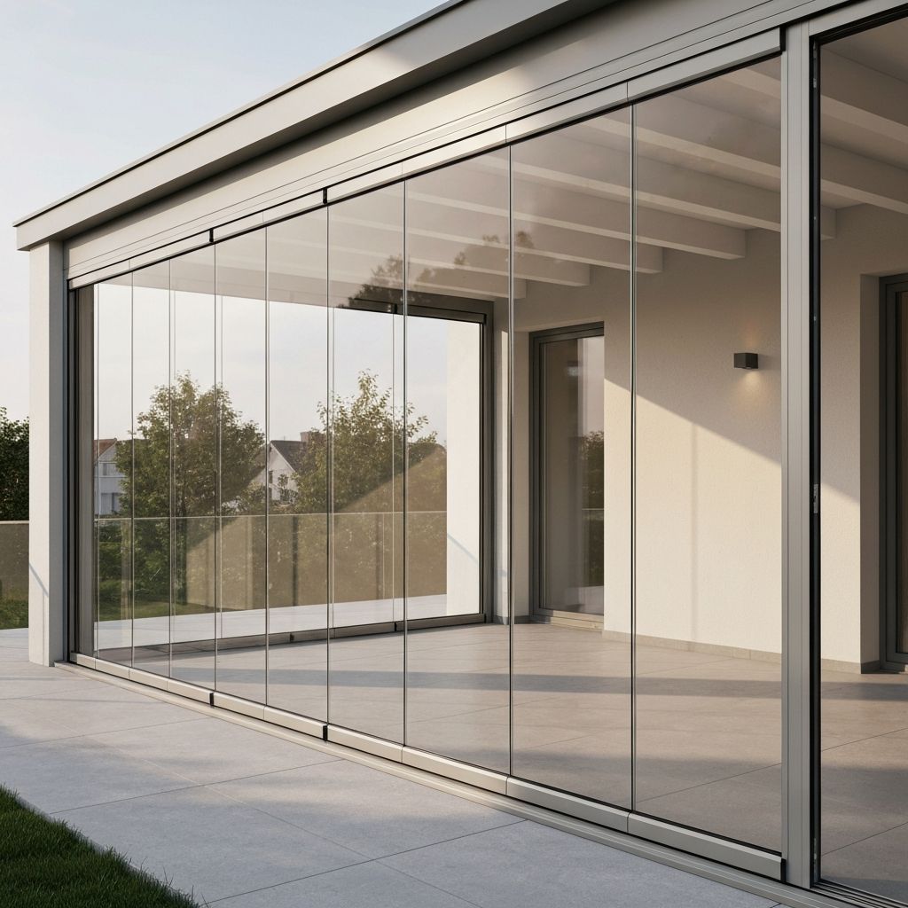 Cortinas de cristal sin marco en terraza moderna