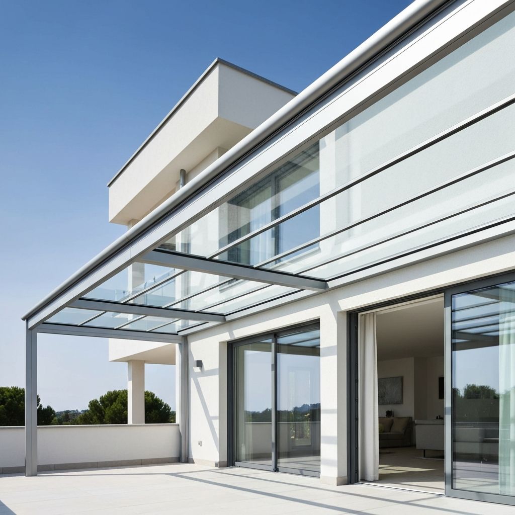 Techo de cristal sobre terraza contemporánea